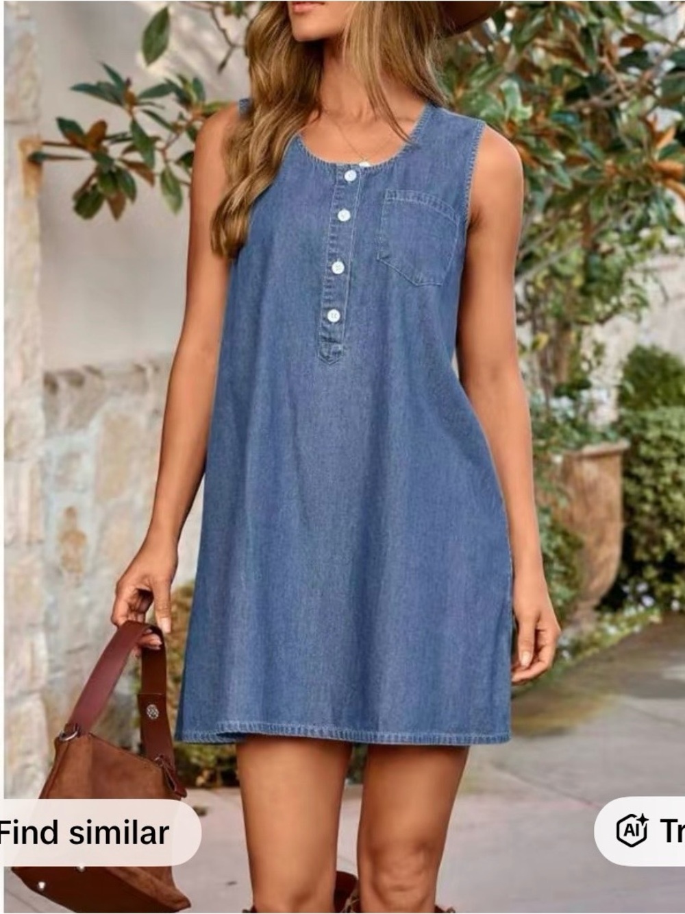 Sleeveless Denim Midi Dress - Blue